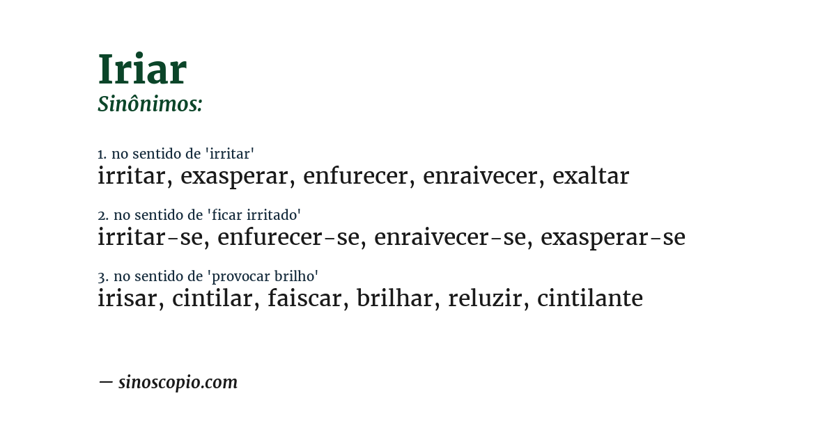 Sinônimo de iriar