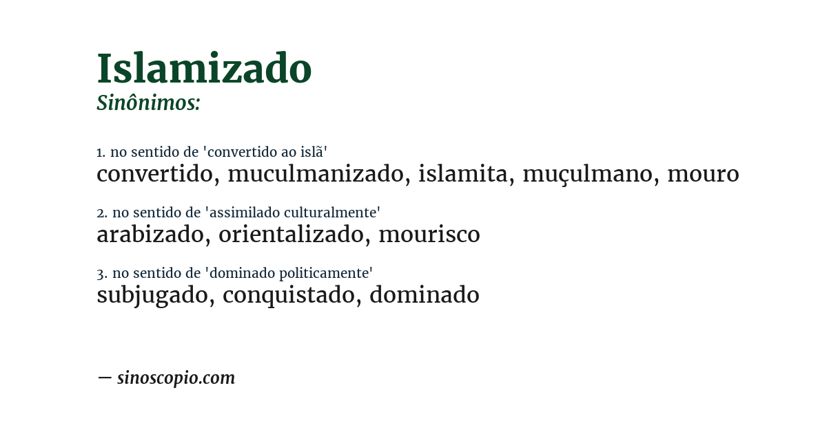 Sinônimo de islamizado