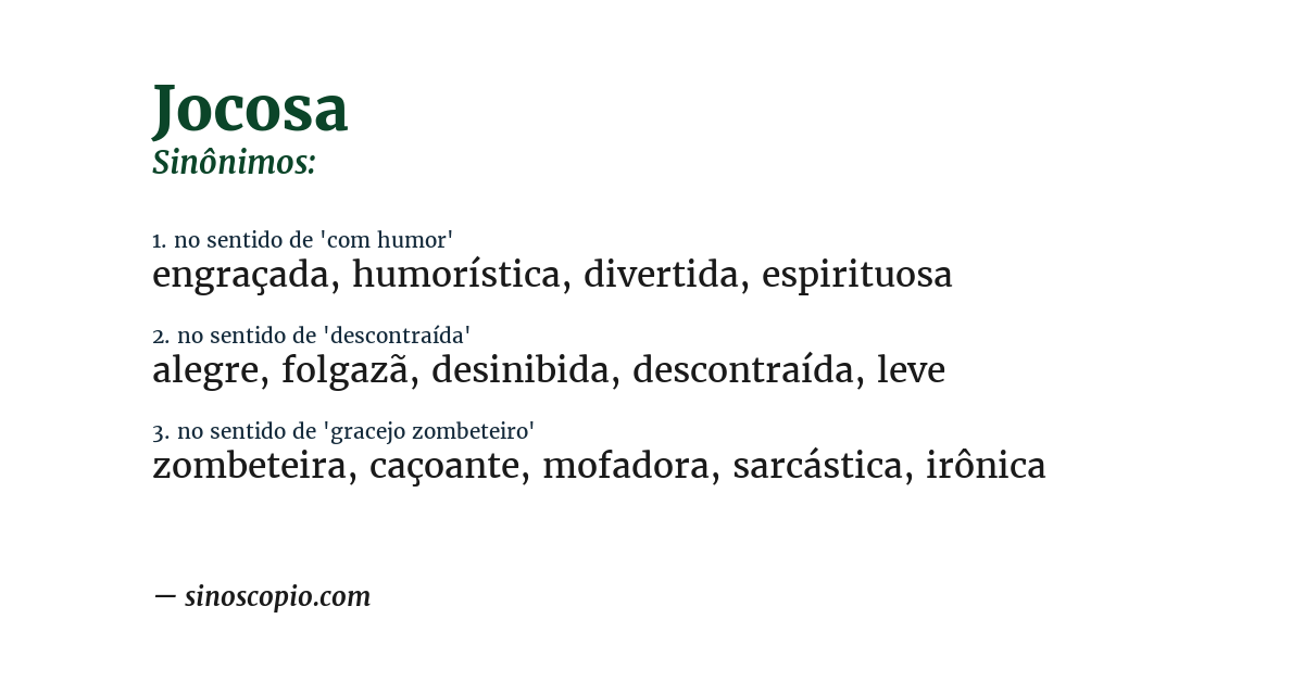 Sinônimo de jocosa