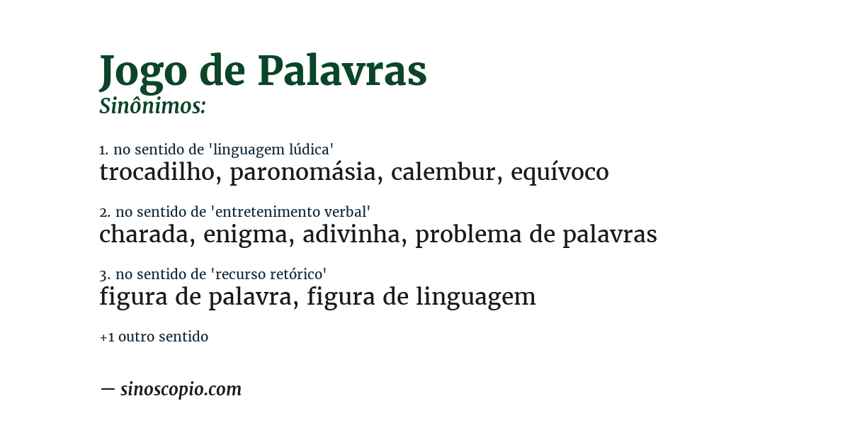 Sinônimo de jogo de palavras