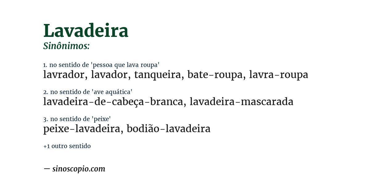 Sinônimo de lavadeira