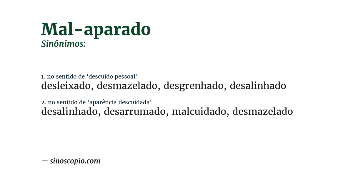 Sinônimo de mal-aparado