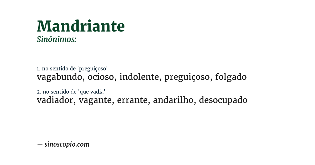 Sinônimo de mandriante