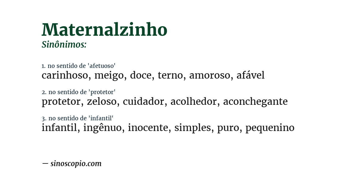 Sinônimo de maternalzinho