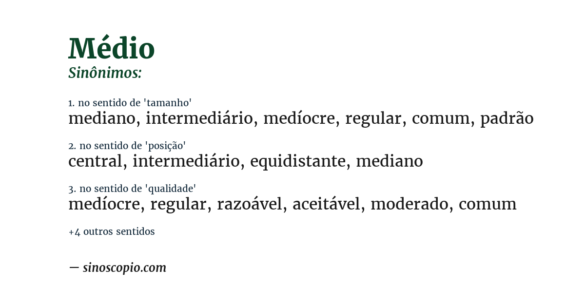 Sinônimo de médio