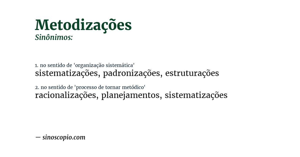 Sinônimo de metodizações