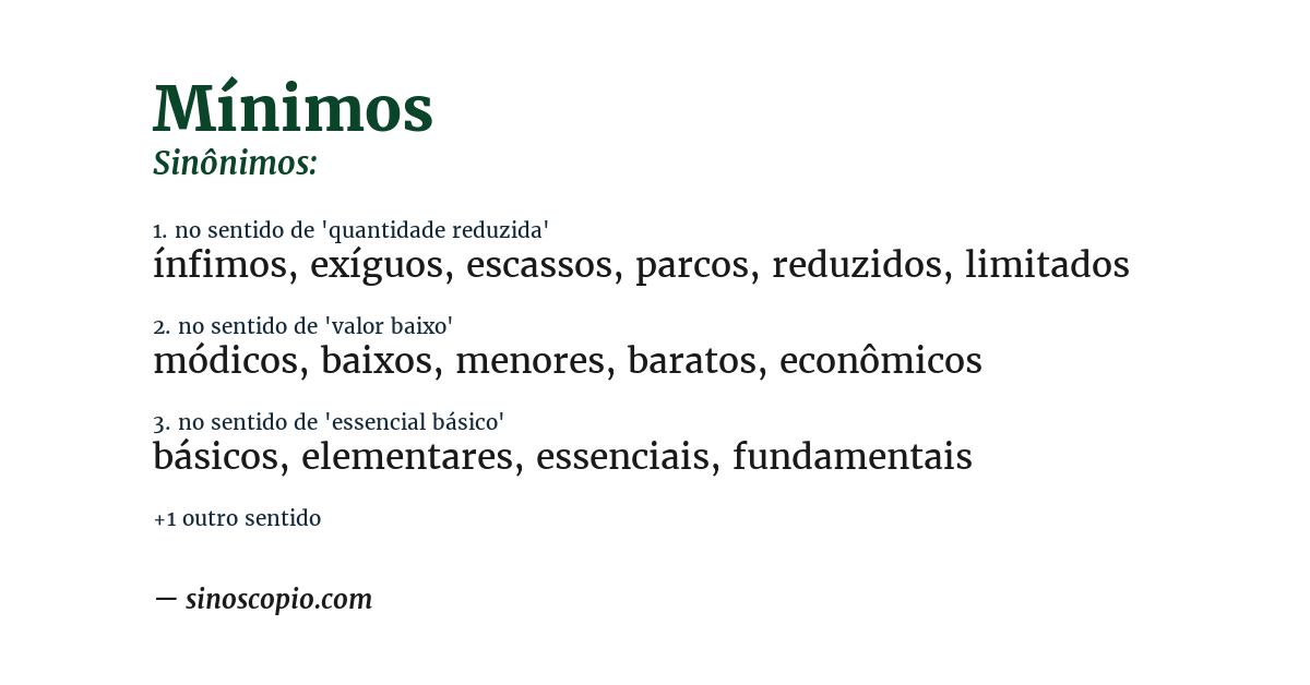 Sinônimo de mínimos