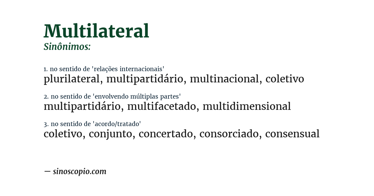 Sinônimo de multilateral
