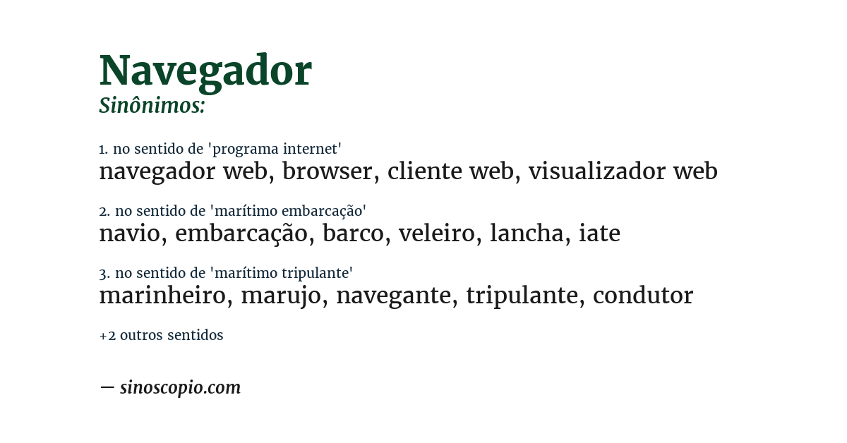 Sinônimo de navegador