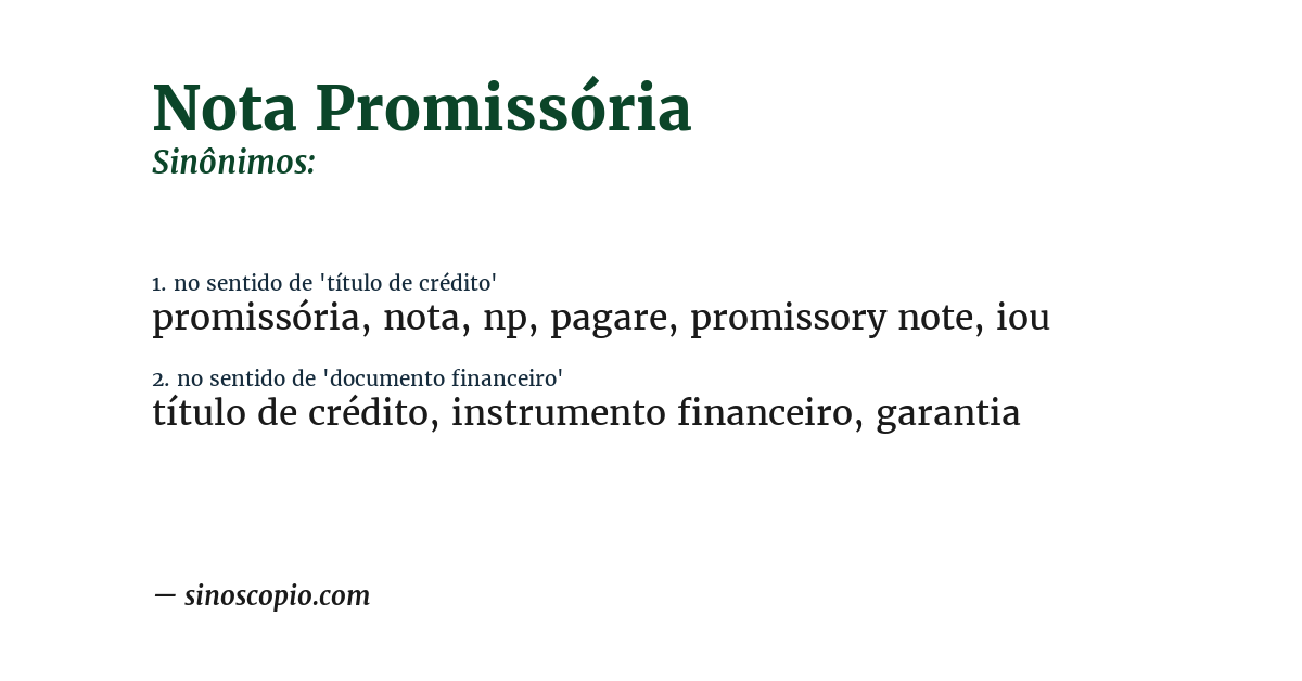 Sinônimo de nota promissória