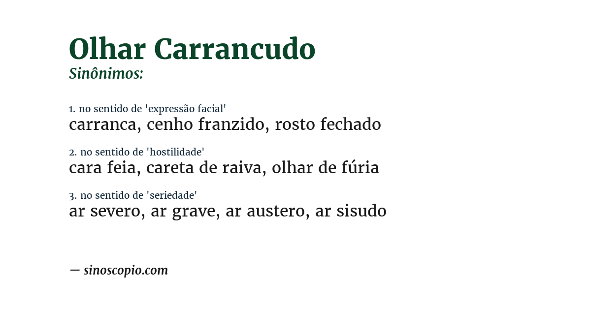 Sinônimo de olhar carrancudo