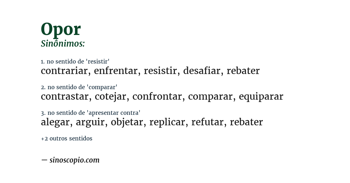 Sinônimo de opor