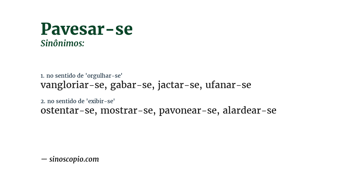 Sinônimo de pavesar-se