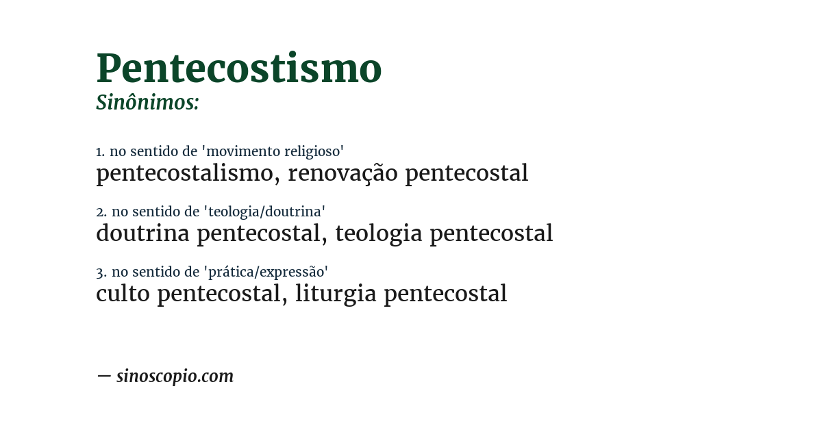 Sinônimo de pentecostismo