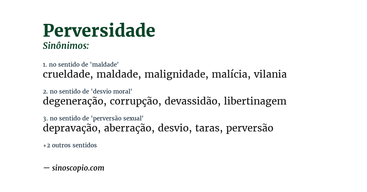Sinônimo de perversidade
