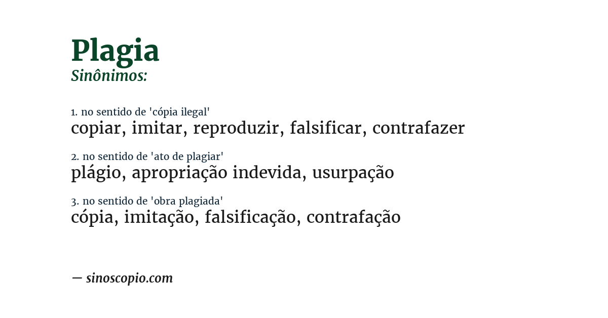 Sinônimo de plagia