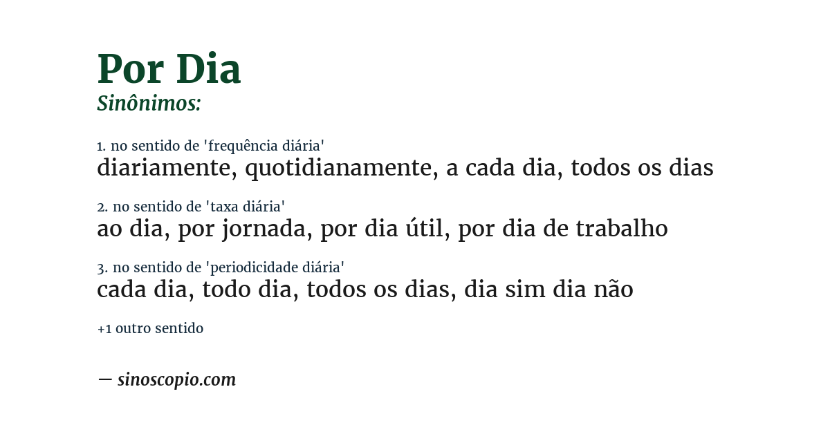 Sinônimo de por dia