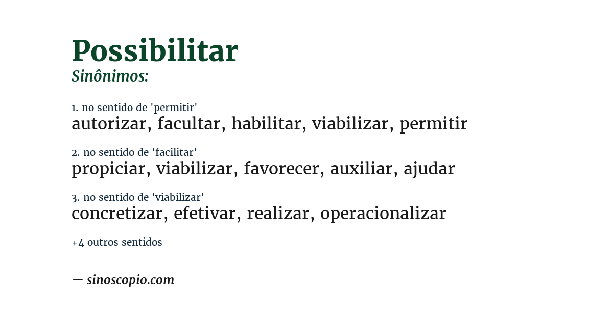 Sinônimo de possibilitar