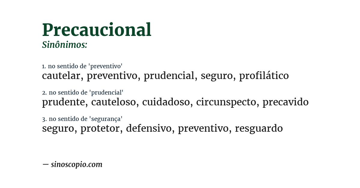 Sinônimo de precaucional