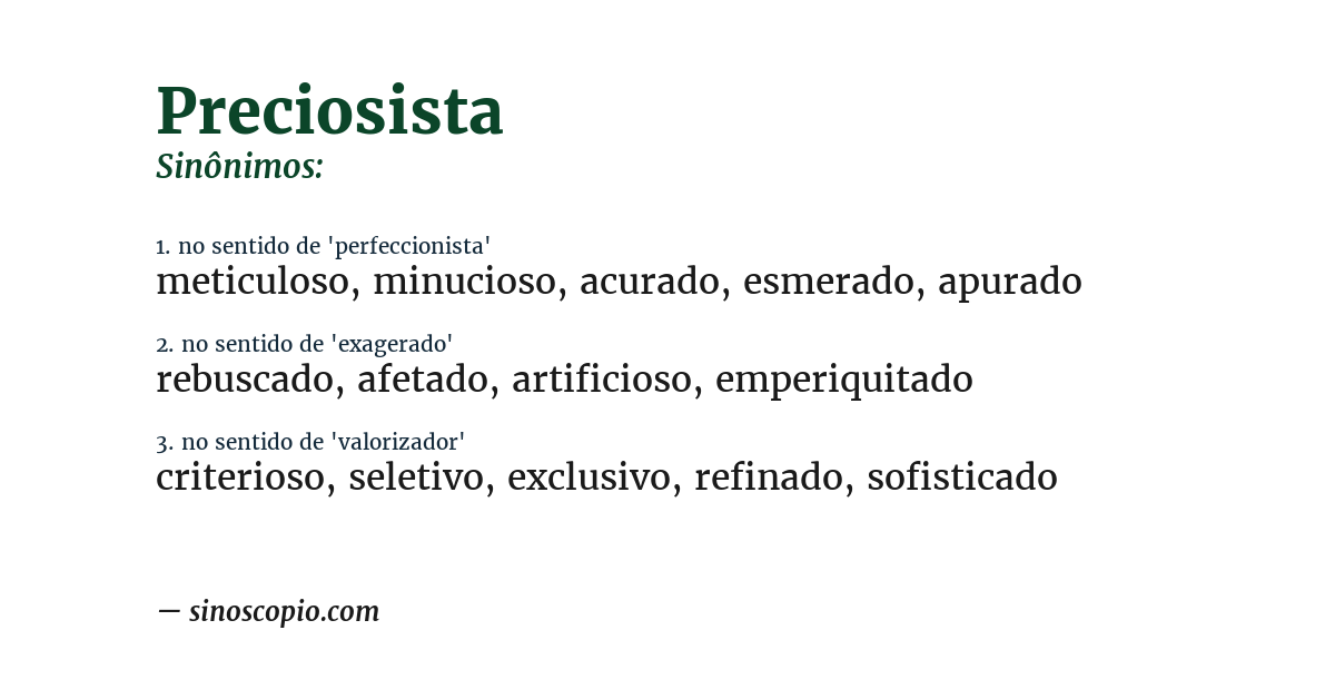 Sinônimo de preciosista