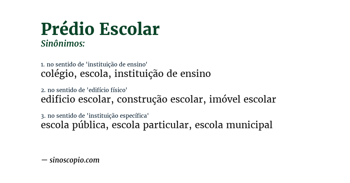 Sinônimo de prédio escolar
