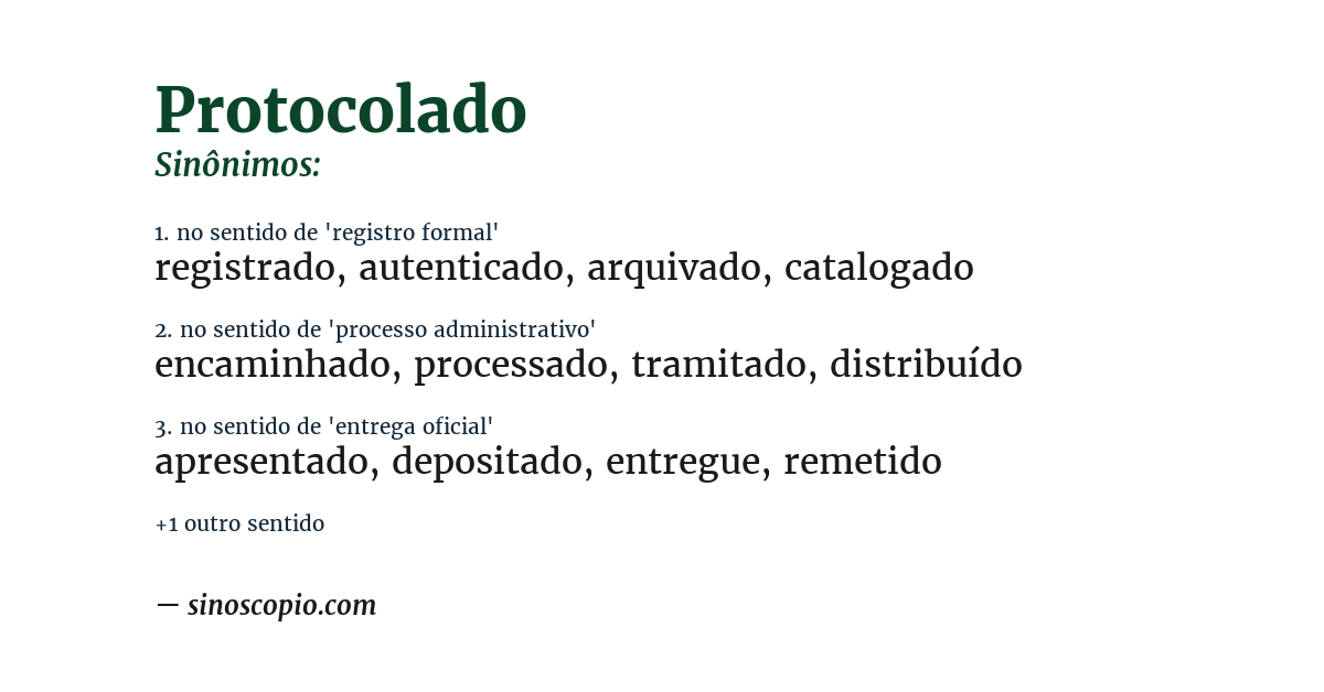 Sinônimo de protocolado