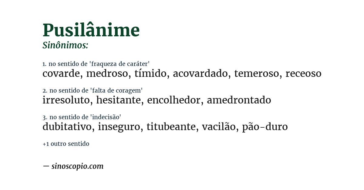 Sinônimo de pusilânime