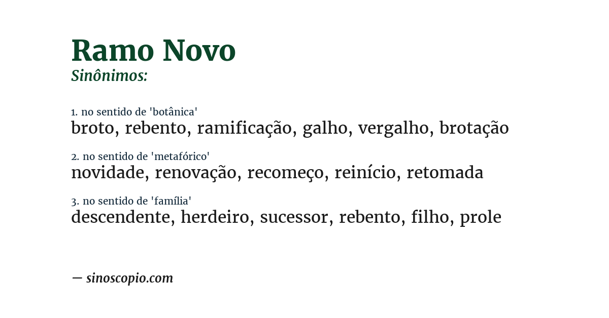 Sinônimo de ramo novo