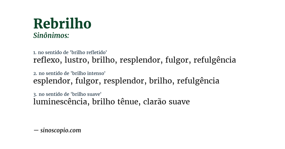 Sinônimo de rebrilho