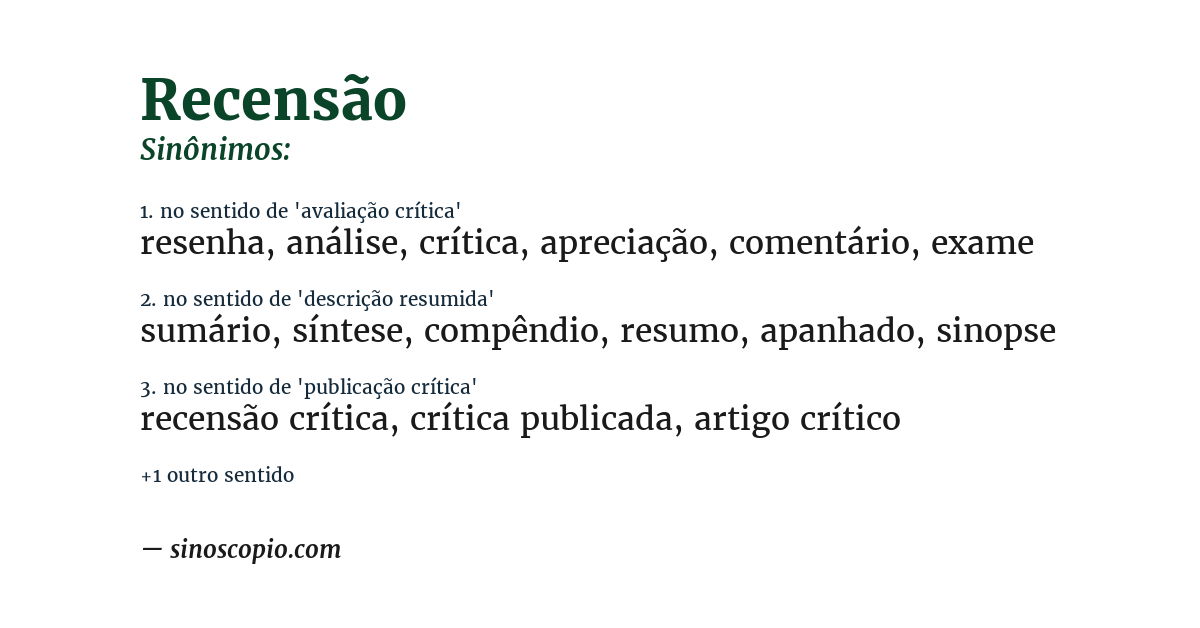 Sinônimo de recensão