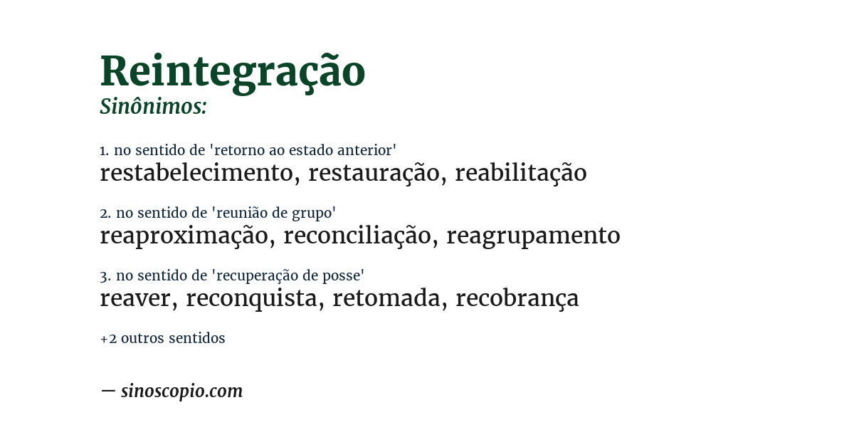 Sinônimo de reintegração