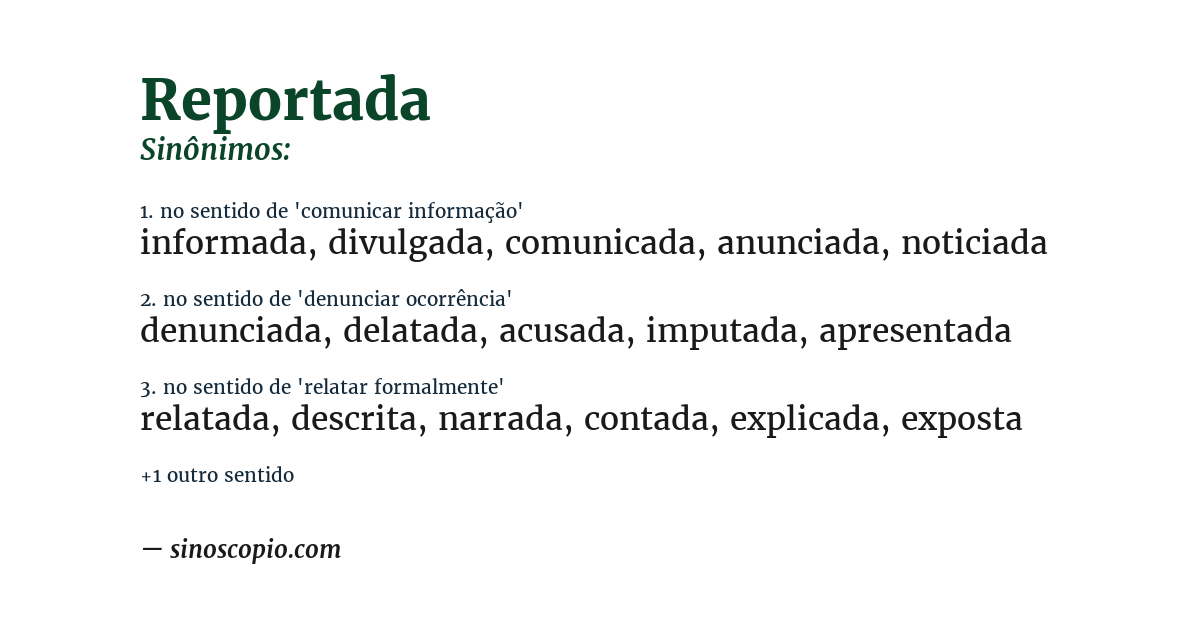Sinônimo de reportada