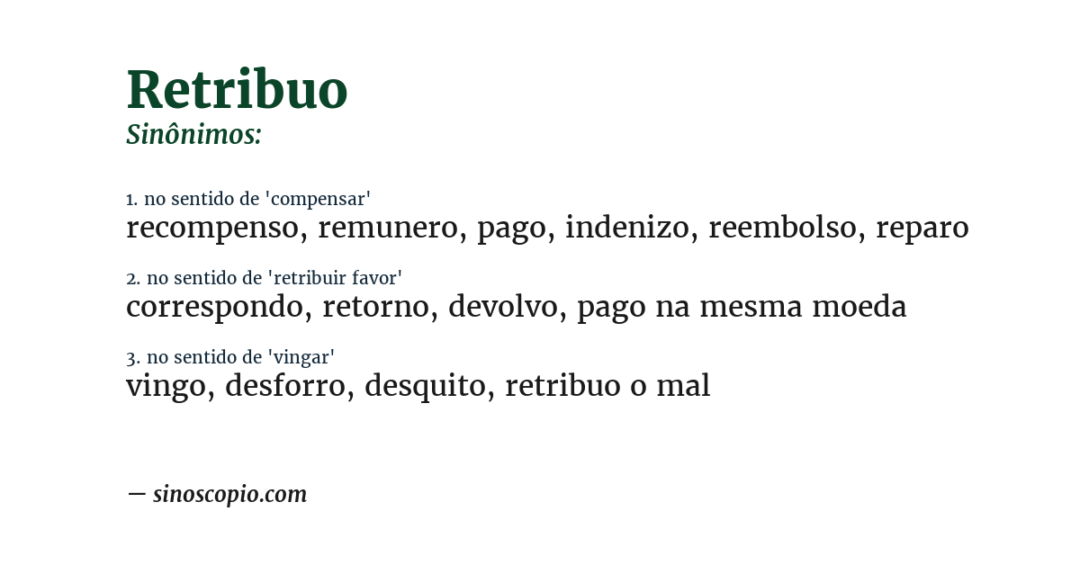 Sinônimo de retribuo