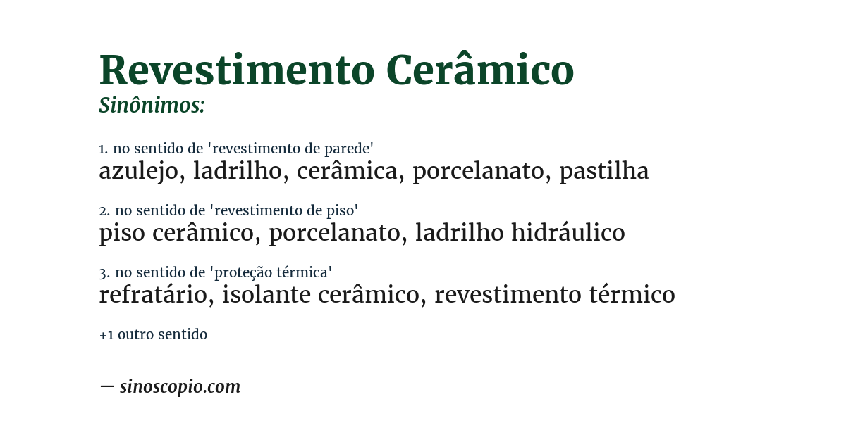 Sinônimo de revestimento cerâmico