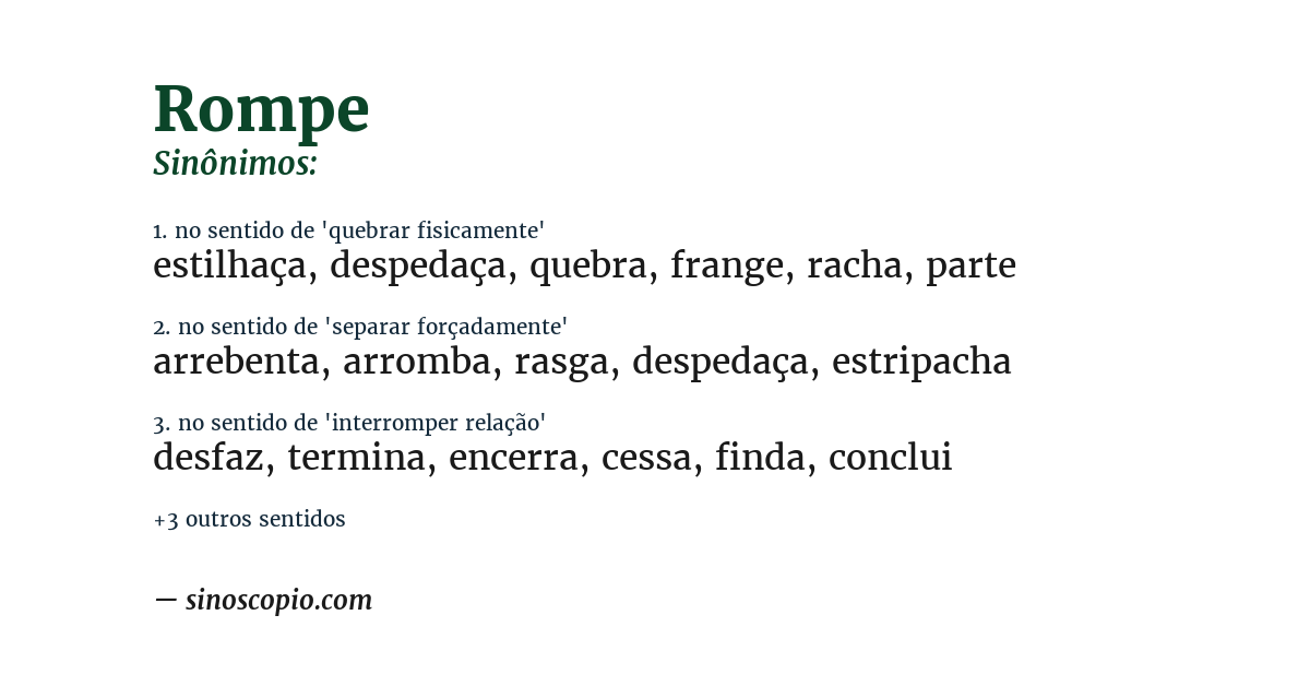 Sinônimo de rompe