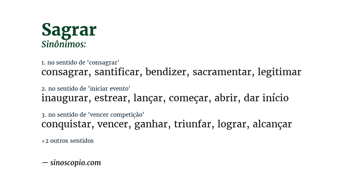 Sinônimo de sagrar