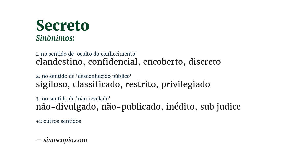 Sinônimo de secreto