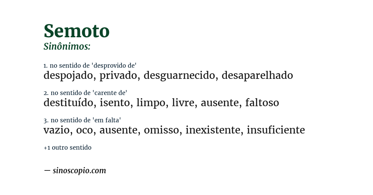Sinônimo de semoto