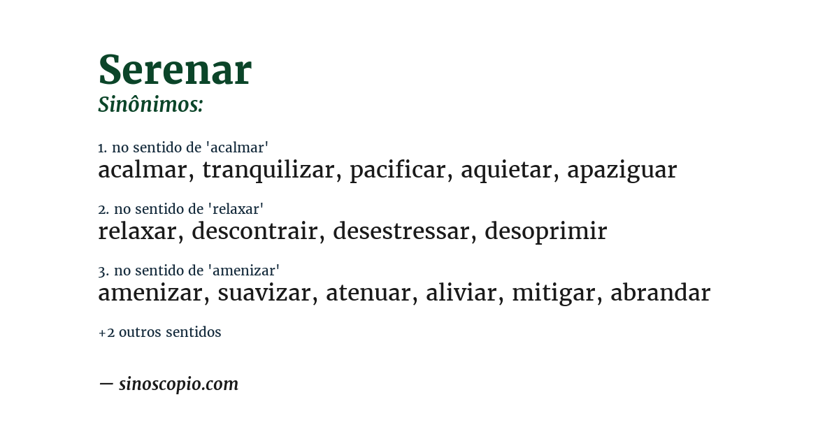 Sinônimo de serenar