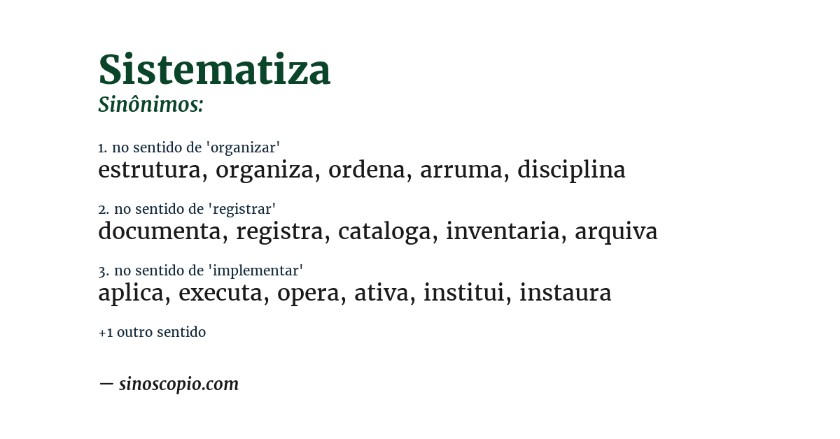 Sinônimo de sistematiza