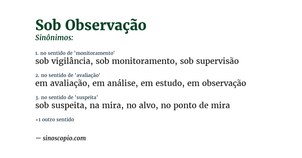 Sinônimo de sob observação