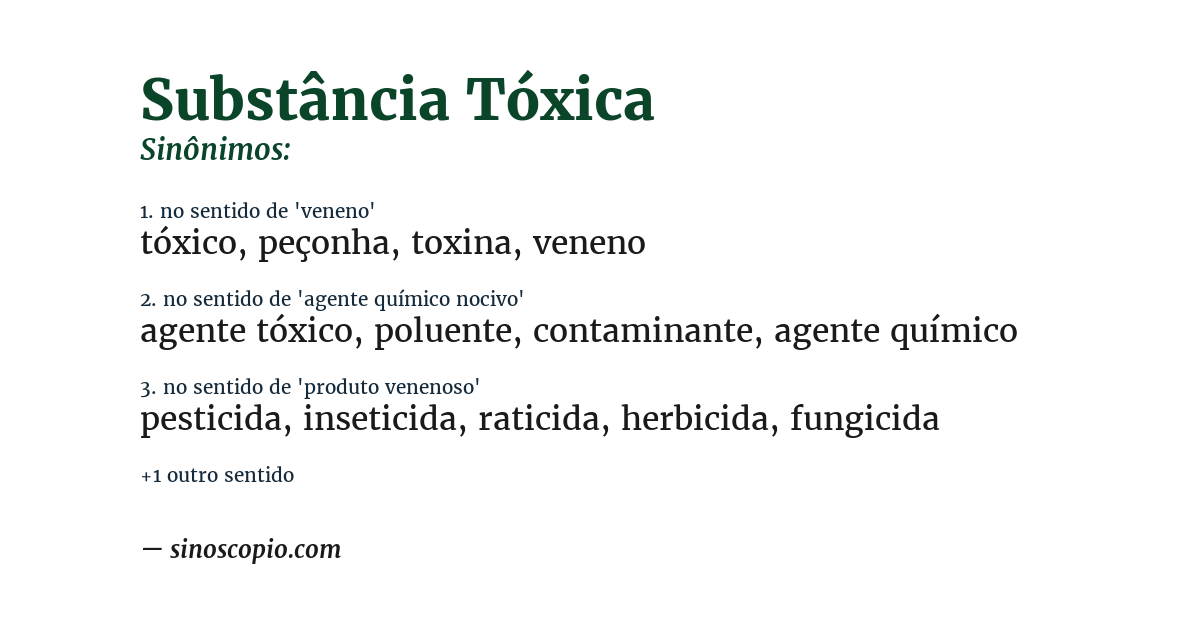 Sinônimo de substância tóxica