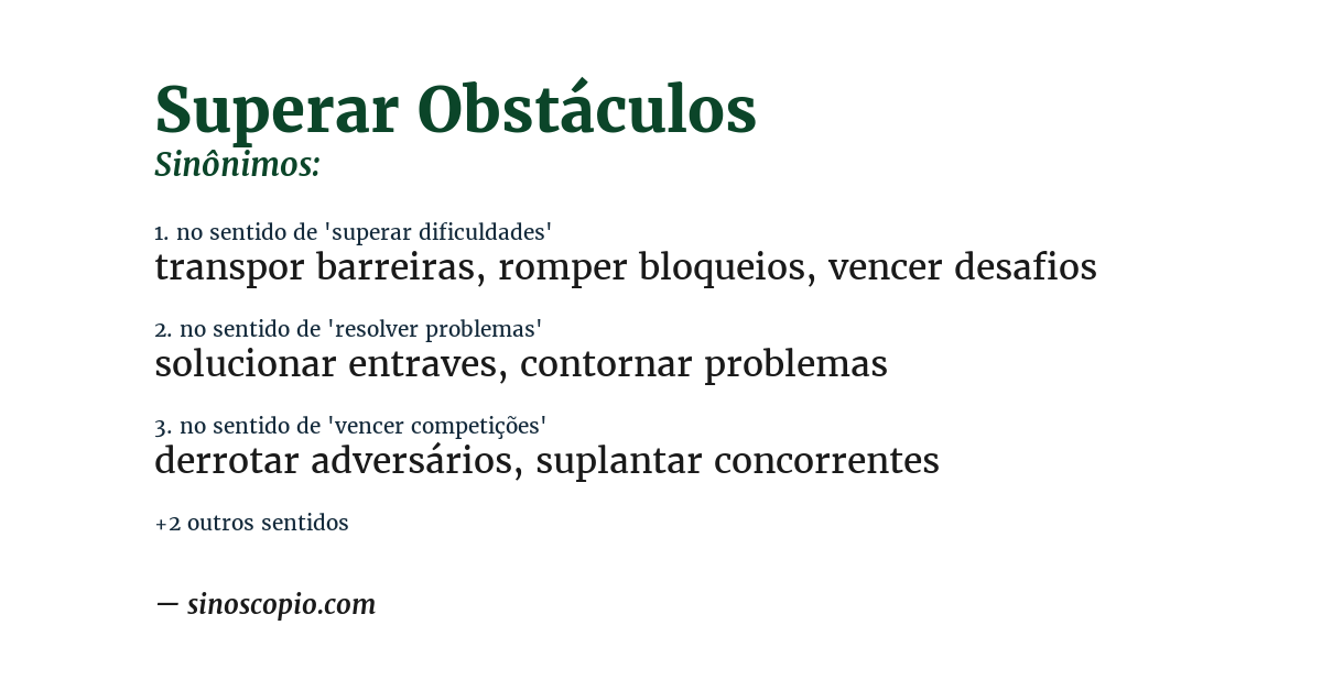 Sinônimo de superar obstáculos