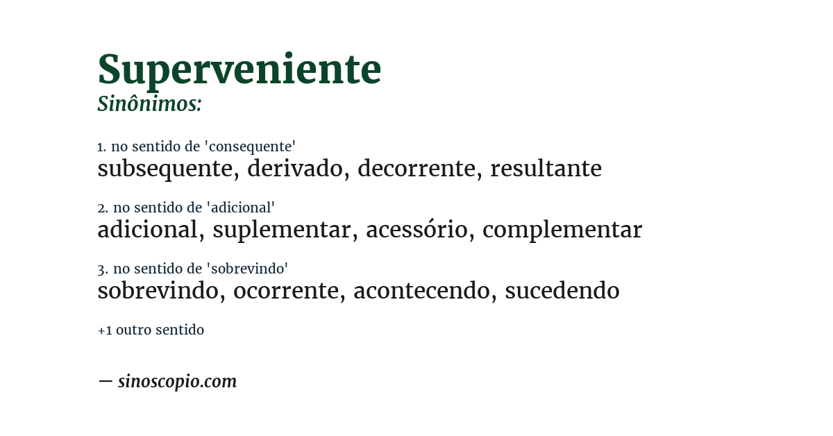 Sinônimo de superveniente