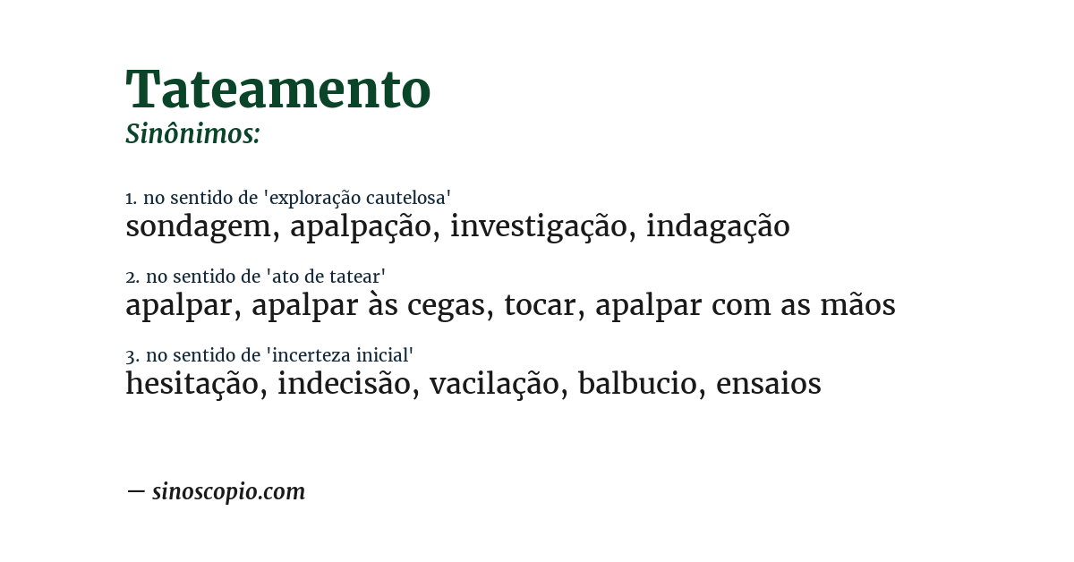 Sinônimo de tateamento