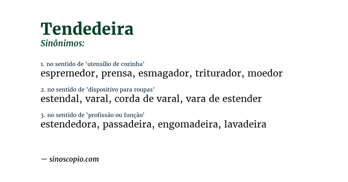 Sinônimo de tendedeira