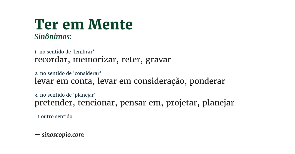 Sinônimo de ter em mente