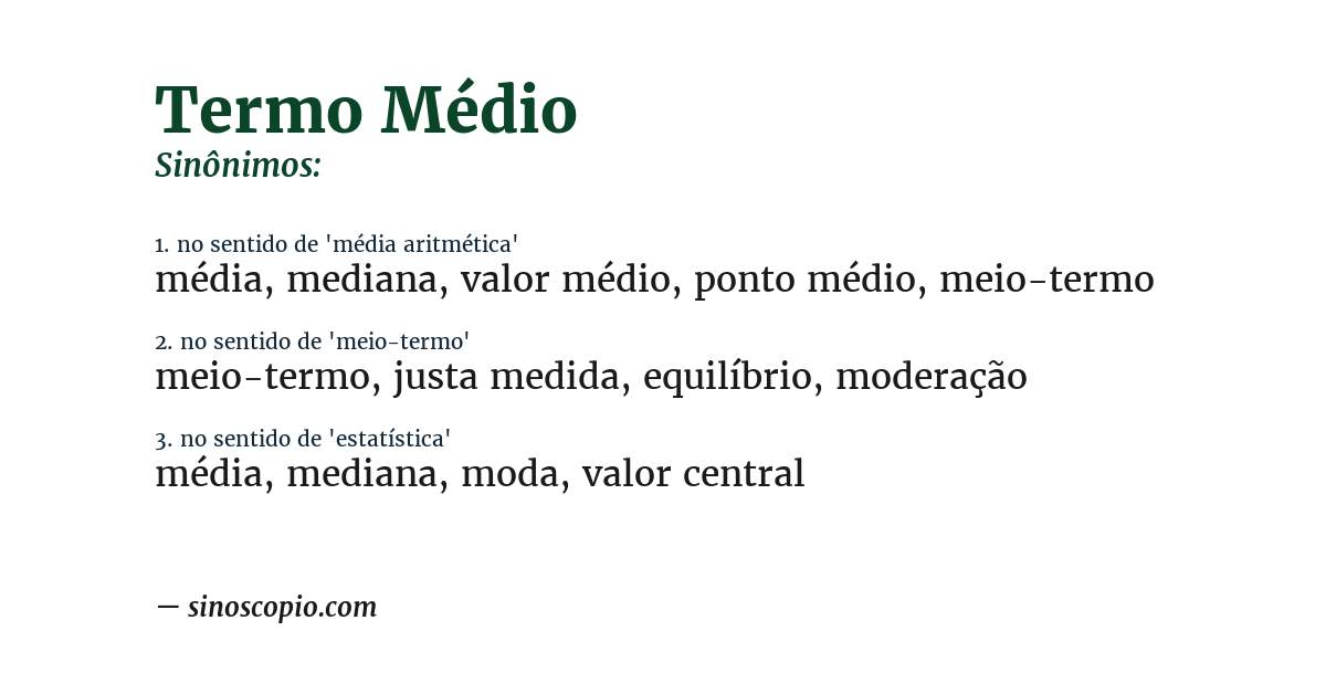 Sinônimo de termo médio