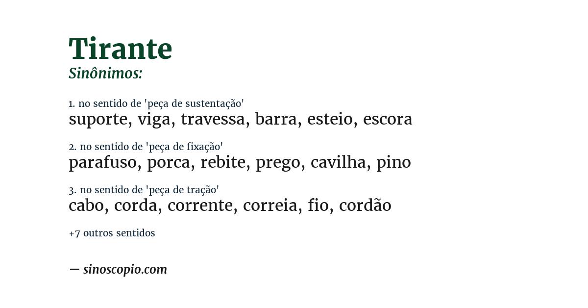 Sinônimo de tirante