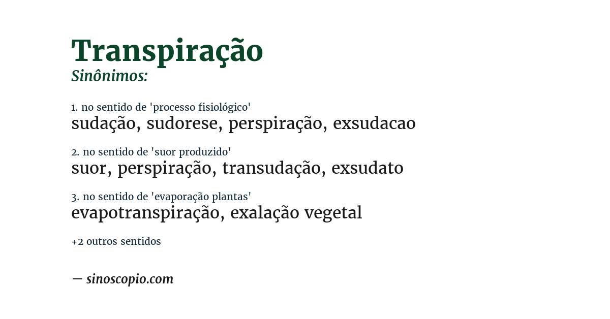 Sinônimo de transpiração